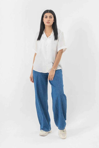 Relaxed Wide Leg Blue Denim Pants for Effortless Style and All-Day Comfort - Ecowears.pk