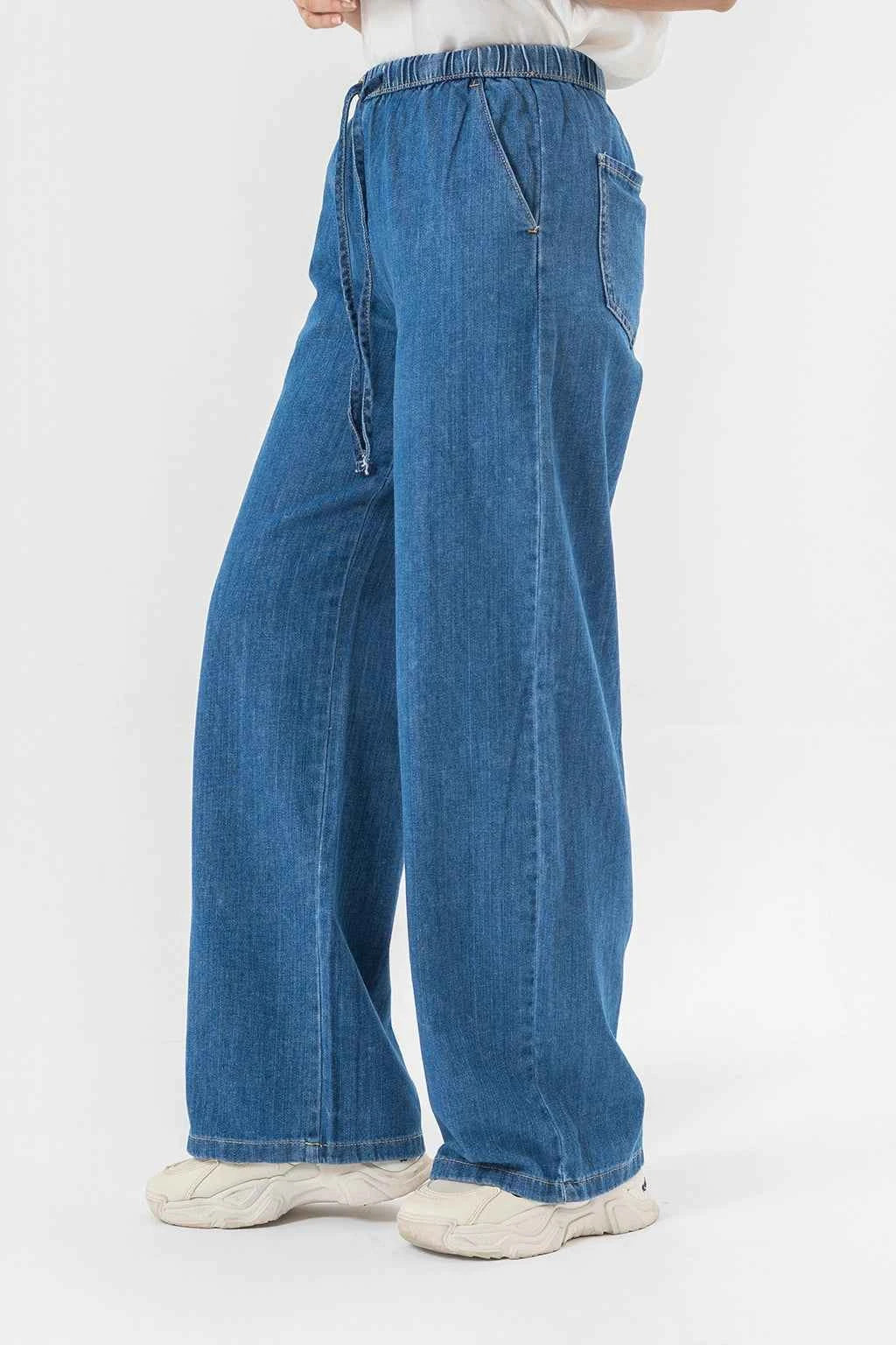 Relaxed Wide Leg Blue Denim Pants for Effortless Comfort