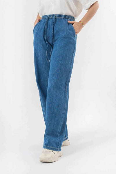 Relaxed Wide Leg Blue Denim Pants for Effortless Comfort
