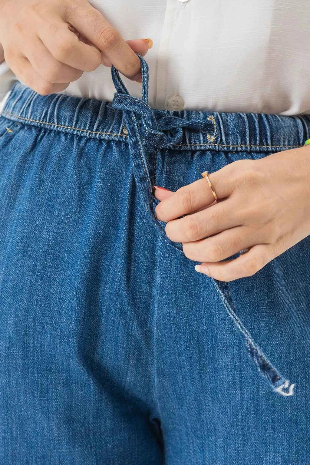 Relaxed Wide Leg Blue Denim Pants for Effortless Comfort