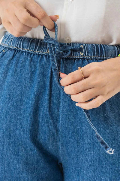 Relaxed Wide Leg Blue Denim Pants for Effortless Comfort