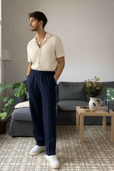 Royal Blue Stitch Trousers - Dark Blue