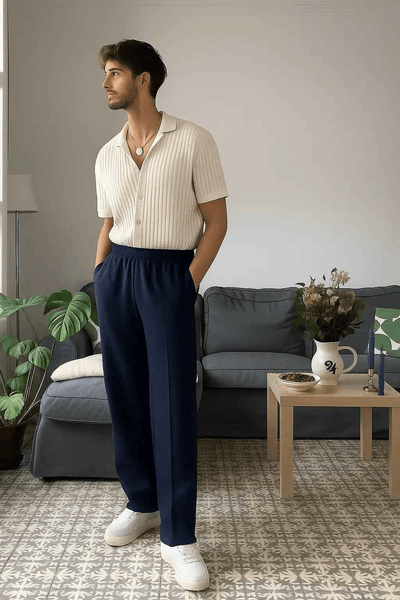 Royal Blue Stitch Trousers - Dark Blue