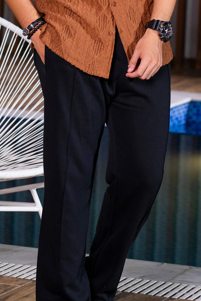 Rust Shirt & Relaxed Black Trousers Style Set