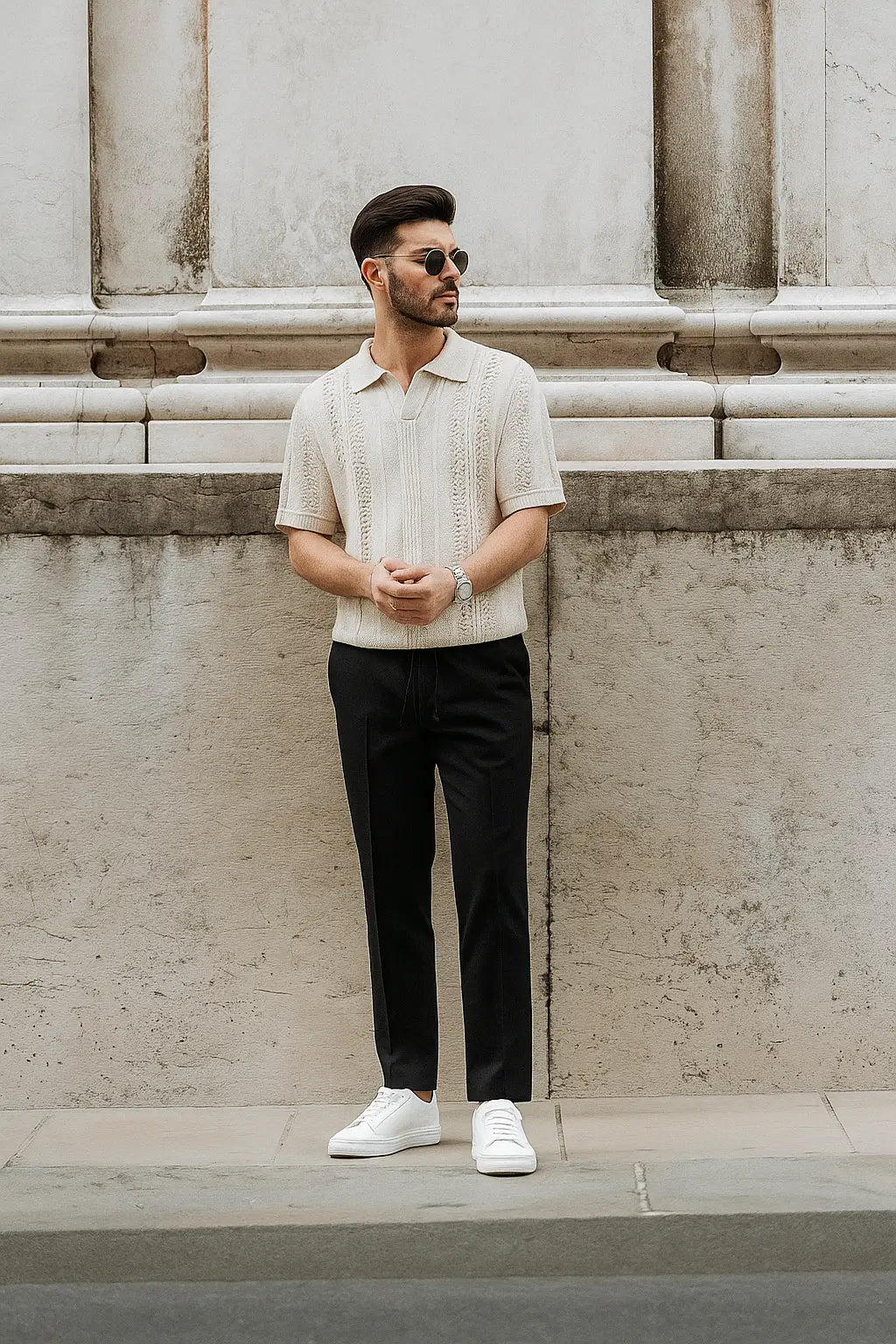 Rust Shirt & Relaxed Black Trousers Style Set