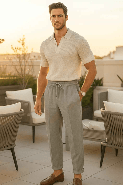 Silver Drift Relax Fit Trousers - Light Grey