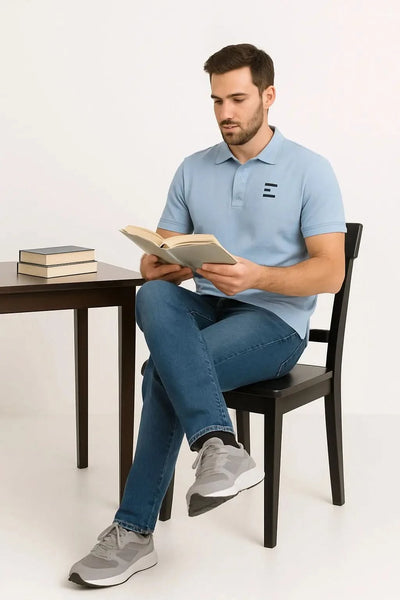 Sky Blue Premium Cotton Polo Shirt for Men – Smart Casual Comfort