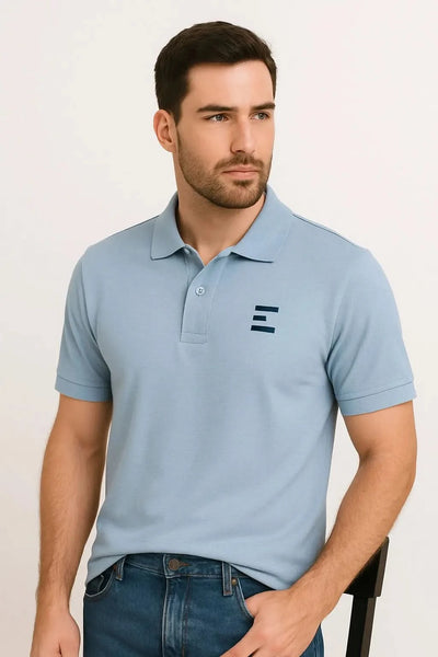 Sky Blue Premium Cotton Polo Shirt for Men – Smart Casual Comfort