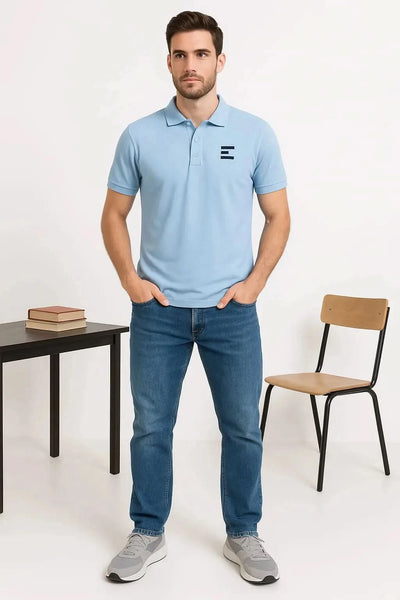 Sky Blue Premium Cotton Polo Shirt for Men – Smart Casual Comfort
