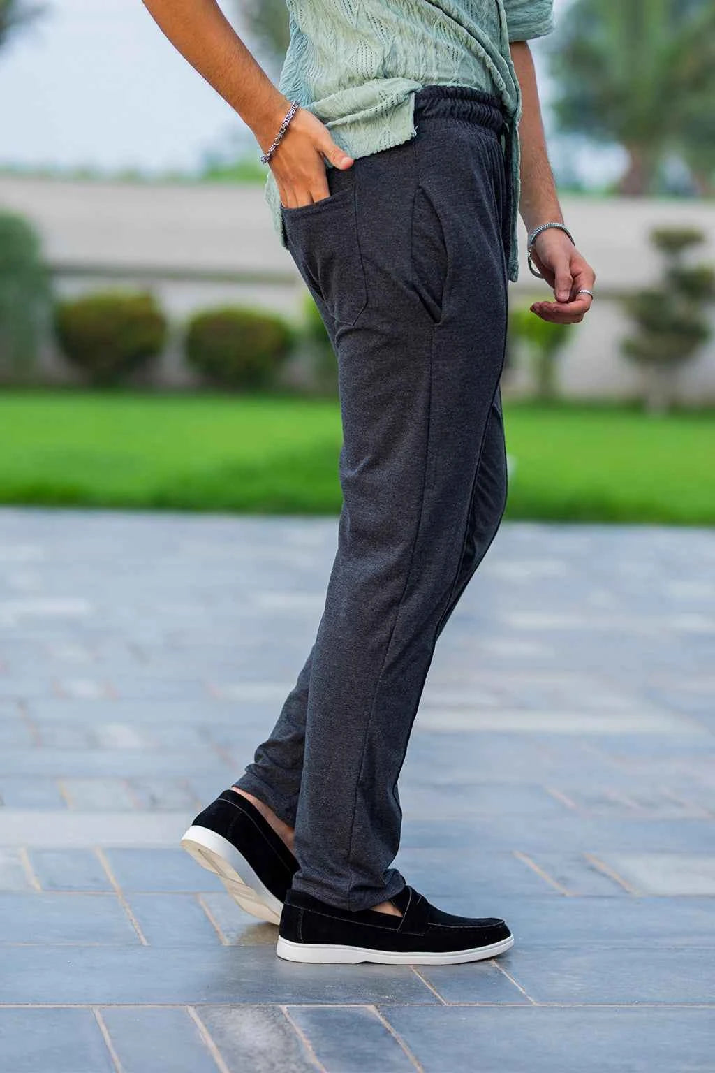 Slate Drift Drawstring Trousers – Charcoal Grey
