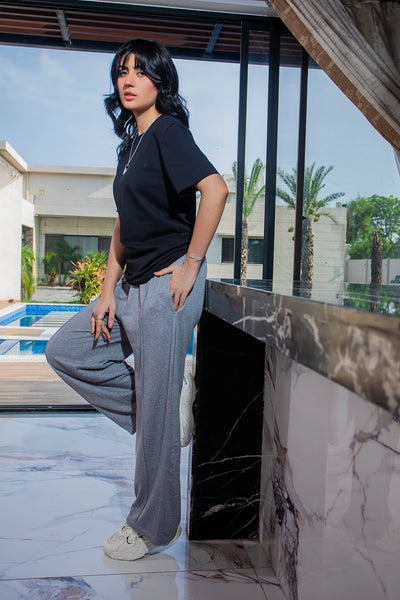 Slate Drift Drawstring Trousers- Light Grey