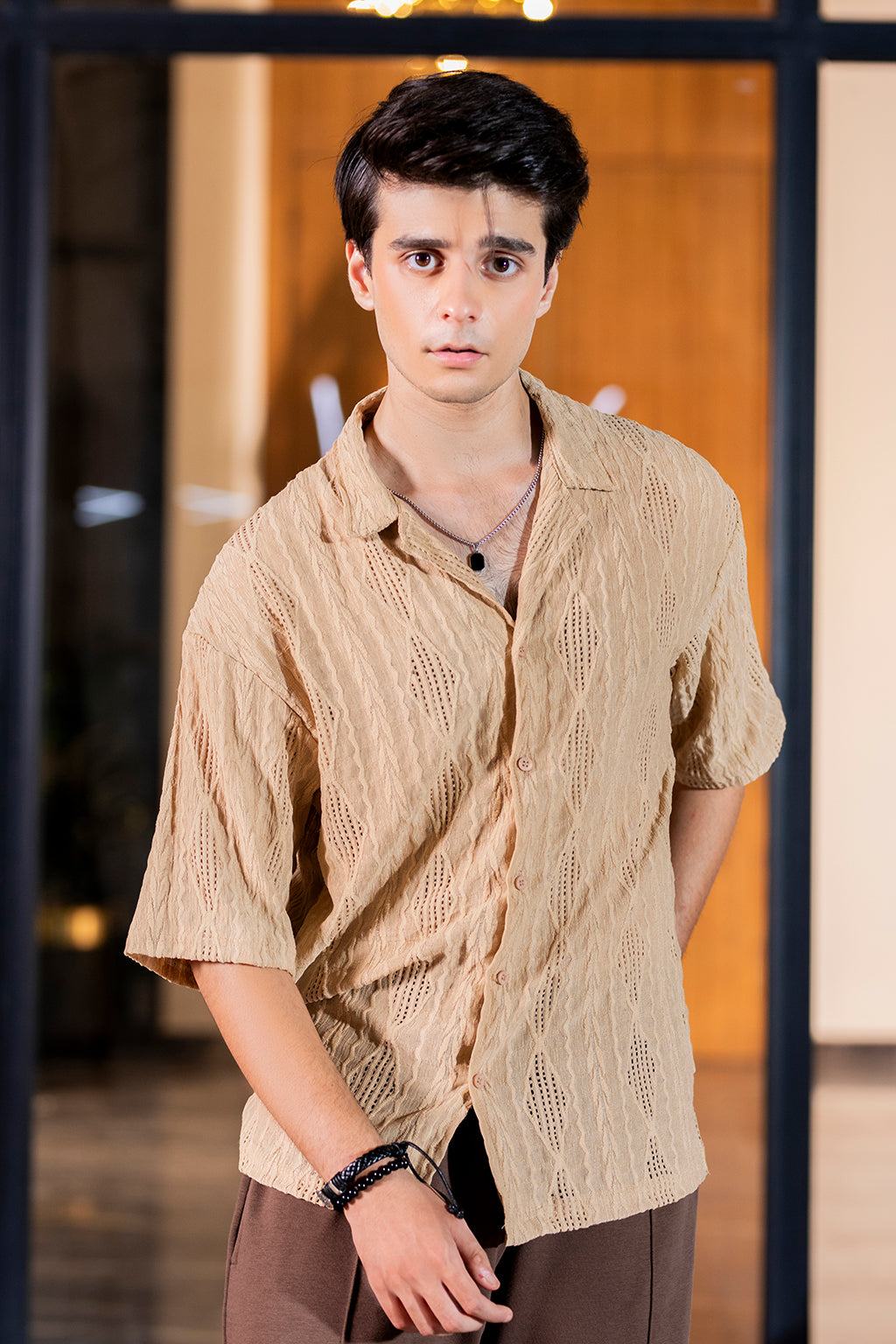 Sleek Balance Shirt and Trouser Set in Charcoal and Ash Grey