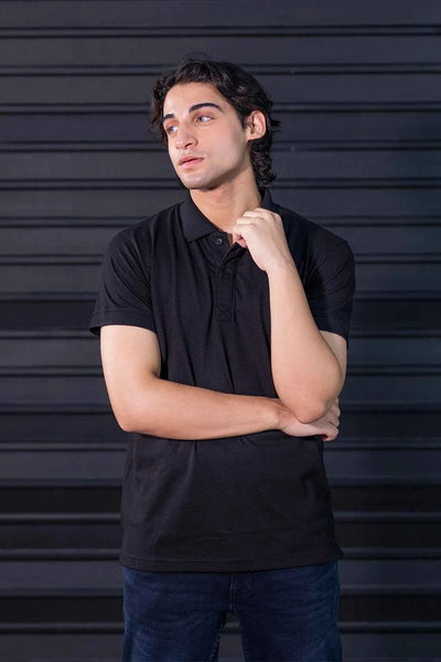 Solid Black Polo Shirt for Men
