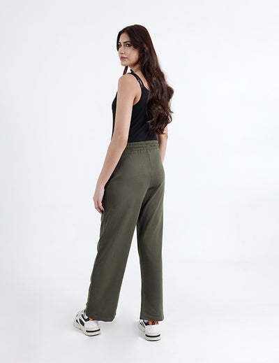 Women’s Olive Straight-Leg Jogger Trousers