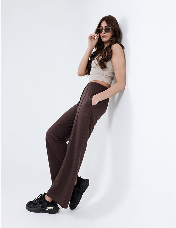 Women’s Chocolate Brown Straight-Leg Trouser