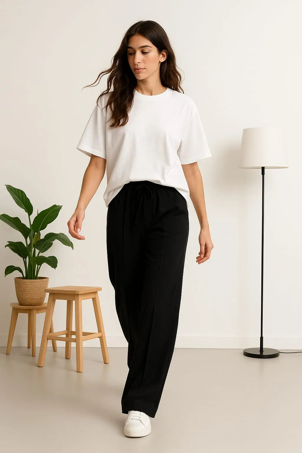 Sunrise Wide-Leg Trousers - Dark Black