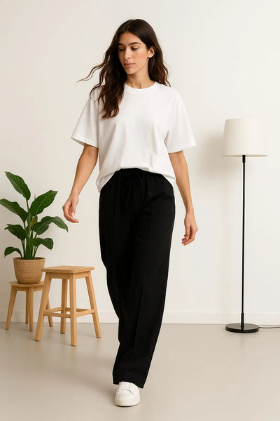 Sunrise Wide-Leg Trousers - Dark Black