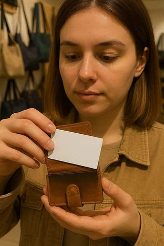 Tan Leather Cardholder – Compact, Secure & Everyday Chic - Ecowears.pk