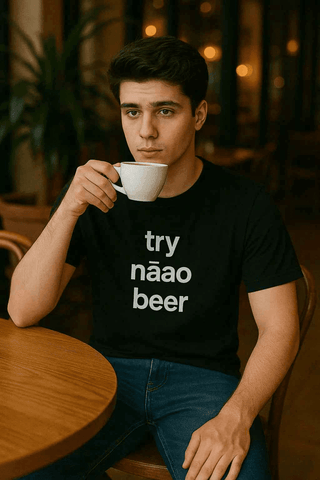 Try Nãao Beer T-Shirt - Black Fashion for Beer Lovers - Ecowears.pk