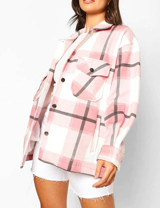 Women’s Pink Checkered Fleece Jacket