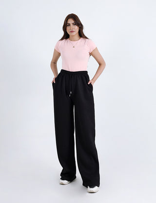 Women’s Black Wide-Leg Sweatpants Trouser