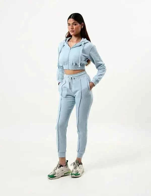 Women's Suit Zipper Casual Hoodie Waist Stretch Pants