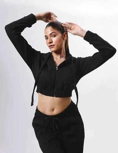 Women's Suit Zipper Casual Hoodie Waist Stretch Pants