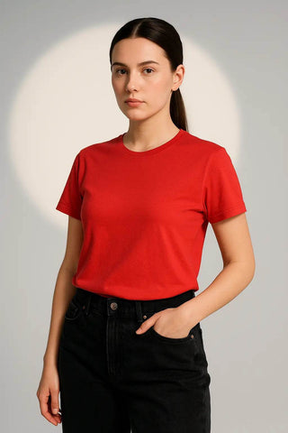Women's Red Cotton T-Shirt – Classic Fit, Everyday Essential - Ecowears.pk