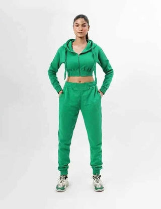 Women's Hoodie and Pants Set - Zipper Casual Hoodie with Waist Stretch Pants - Ecowears.pk