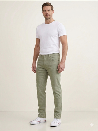 Sage Green Slim-Fit Chino Pants