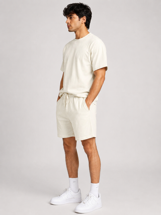 Beige Relaxed Shorts Set Ecowears Store