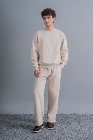 Beige Relaxed Sweat Set Ecowears Store