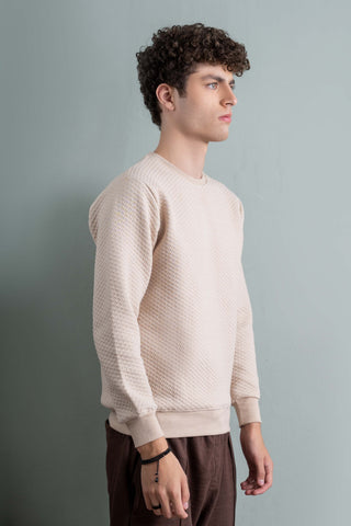 Beige Textured Knit Sweatshirt Ecowears Store