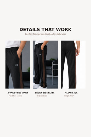 Black Trousers with Brown Stripe Ecowears.pk