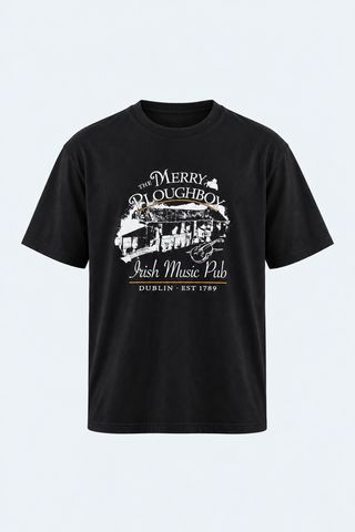 Black Irish Music Pub Tee — front studio view