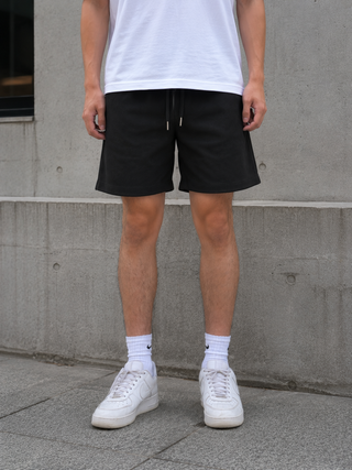 Black Ribbed Drawstring Shorts Ecowears Store