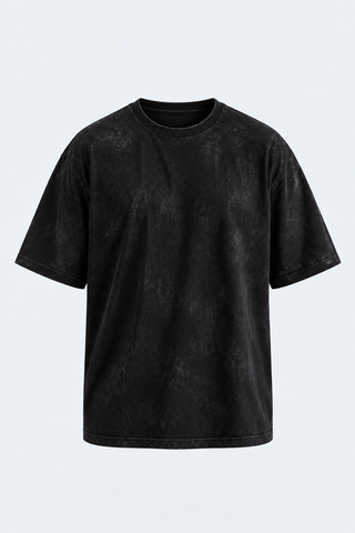 Black Washed Texture Tee — front studio view
