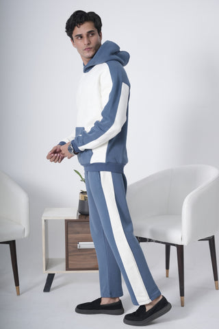 Blue & Off-White Colorblock Tracksuit Ecowears Store