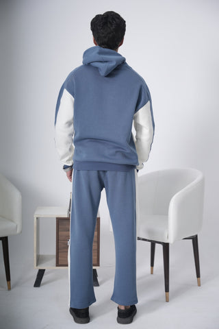 Blue & Off-White Colorblock Tracksuit Ecowears Store