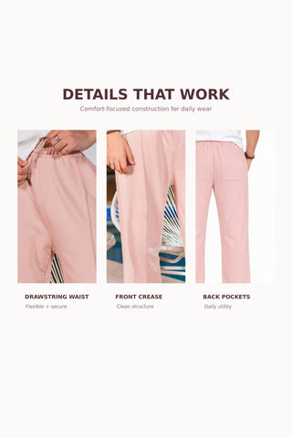 Men's Blush Pink Relaxed-Fit Trouser Ecowears.pk