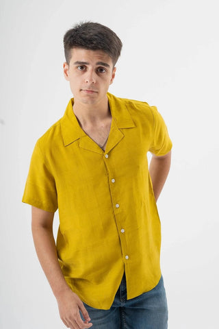Bold Mustard Short Sleeve Shirt for Trendy Summer Looks Ecowears.pk