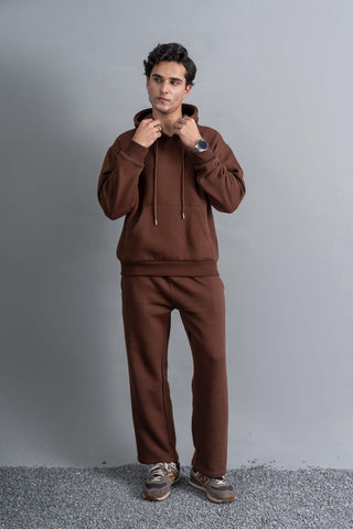 Brown Essential Hoodie Set Ecowears Store