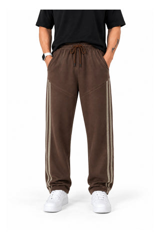 Men's Brown Striped Relaxed-Fit Trouser Ecowears.pk