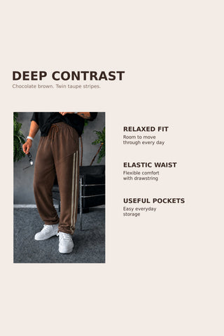 Men's Brown Striped Relaxed-Fit Trouser Ecowears.pk