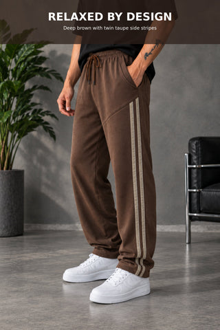 Men's Brown Striped Relaxed-Fit Trouser Ecowears.pk