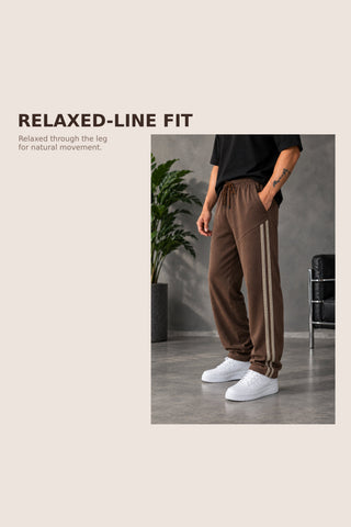 Men's Brown Striped Relaxed-Fit Trouser Ecowears.pk