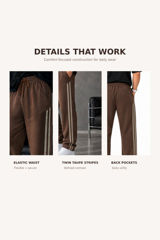 Men's Brown Striped Relaxed-Fit Trouser Ecowears.pk
