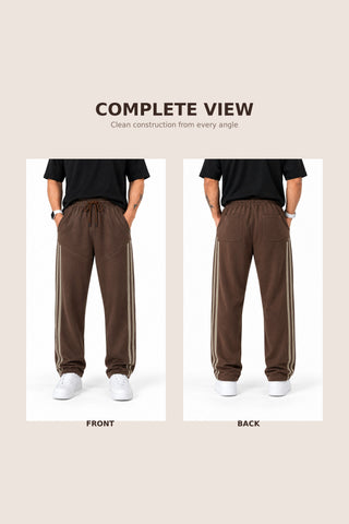 Men's Brown Striped Relaxed-Fit Trouser Ecowears.pk