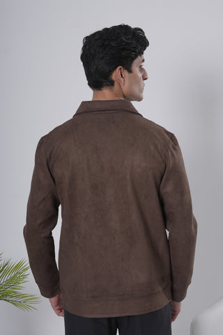 Brown Suede-Style Zip Jacket Ecowears Store