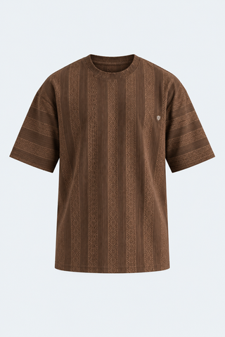 Dark Brown Textured Signature Tee — front studio view